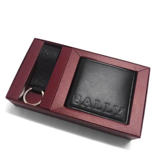 商品Bally|NEW Bally Giftbox Men's 6221923 Black Leather Bi-Fold Wallet MSRP,价格¥1466,第1张图片