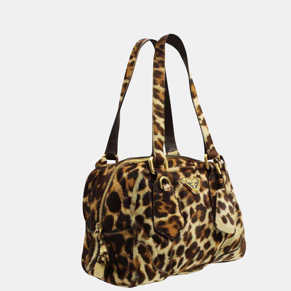 Prada Calf Hair Leopard Print Shoulder Bag商品第2张图片规格展示