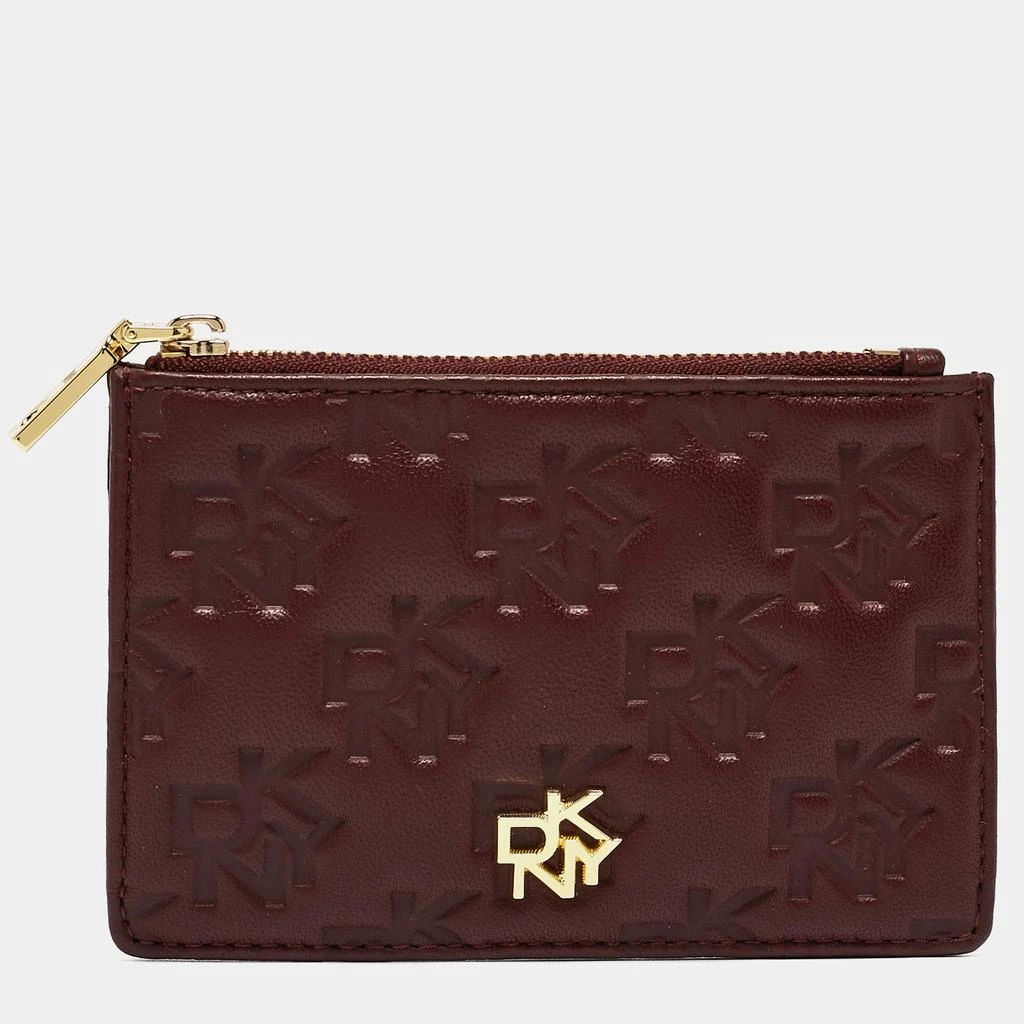 商品DKNY|DKNY Burgundy Signature Embossed Leather Catherine Key Card Case,价格¥1048,第1张图片