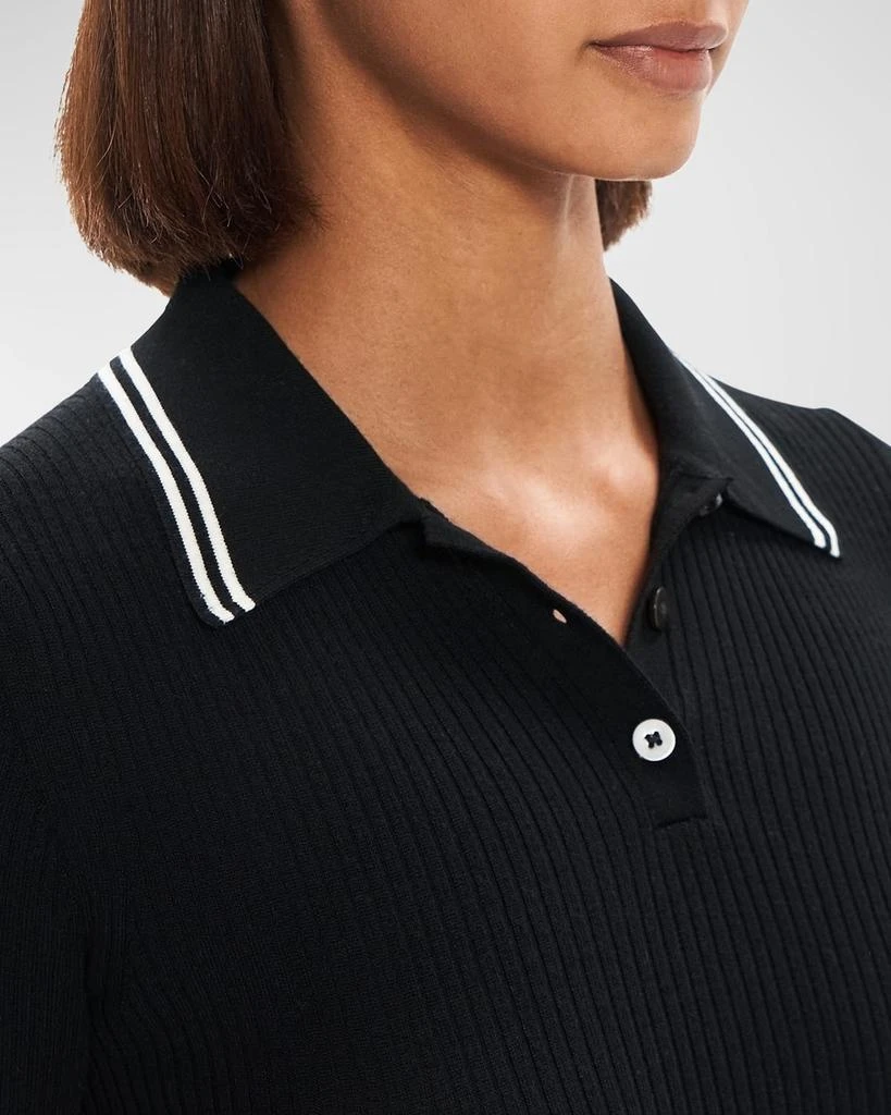 商品Theory|Regal Wool Ribbed Polo Shirt with Tipping,价格¥1367,第5张图片详细描述