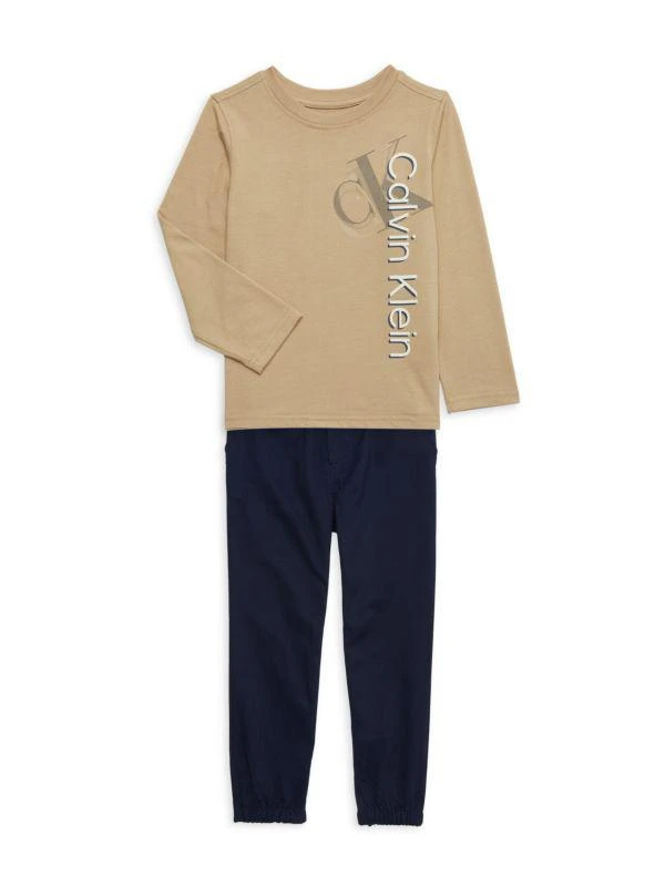 商品Calvin Klein|Little Boy’s 2-Piece Logo Tee & Pants Set,价格¥113,第1张图片