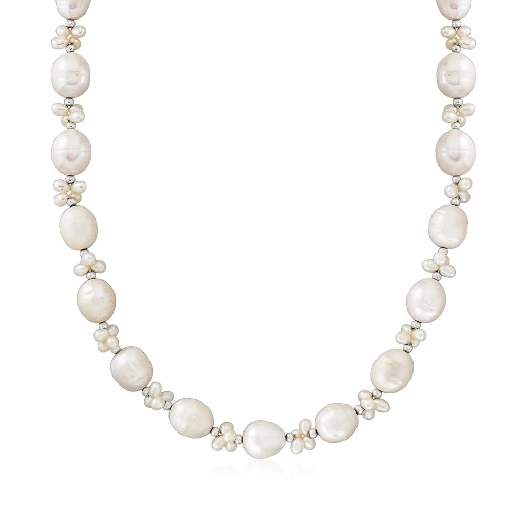 商品Ross-Simons|3.5-4mm and 11-12mm Cultured Pearl Cluster Necklace in Sterling Silver,价格¥789,第1张图片