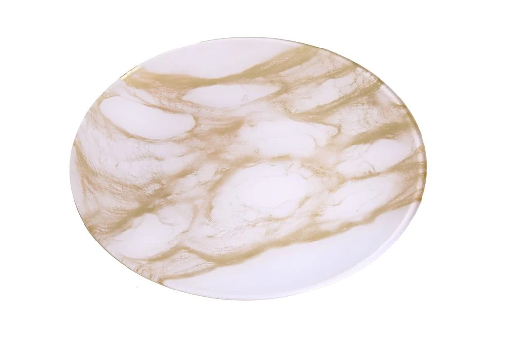 商品Classic Touch Decor|Set Of 4 Gold-White Marble Plates - 8.25"D,价格¥432,第1张图片