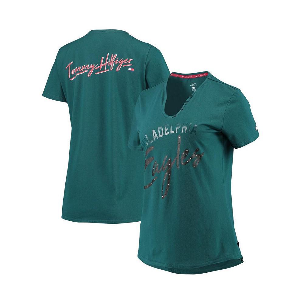 商品Tommy Hilfiger|Women's Midnight Green Philadelphia Eagles Riley V-Neck T-shirt,价格¥251,第1张图片