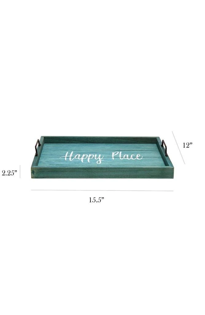 商品LALIA HOME|Decorative Wood Serving Tray with Handles - 15.5" x 12" - "Happy Place",价格¥205,第3张图片详细描述