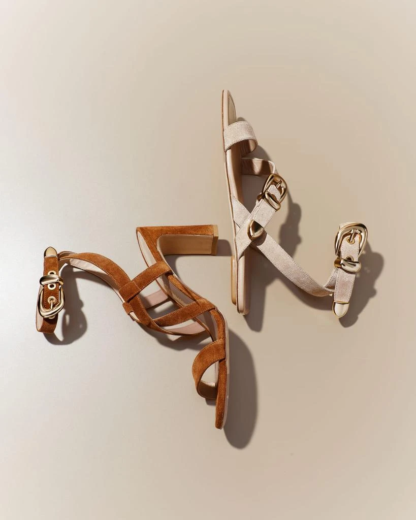 商品Stuart Weitzman|Maven Suede Buckle Flat Sandals,价格¥3514,第2张图片详细描述