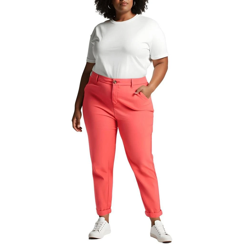 商品Tommy Hilfiger|Plus Hampton Womens Slim High-Rise Chino Pants,价格¥378,第1张图片