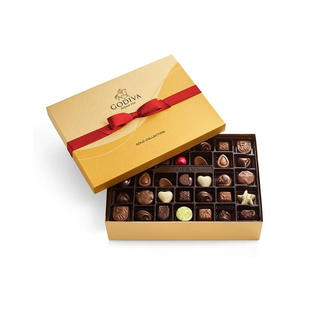 商品Godiva|Assorted Chocolate Gold Gift Box, Red Ribbon, 72 piece,价格¥671,第1张图片