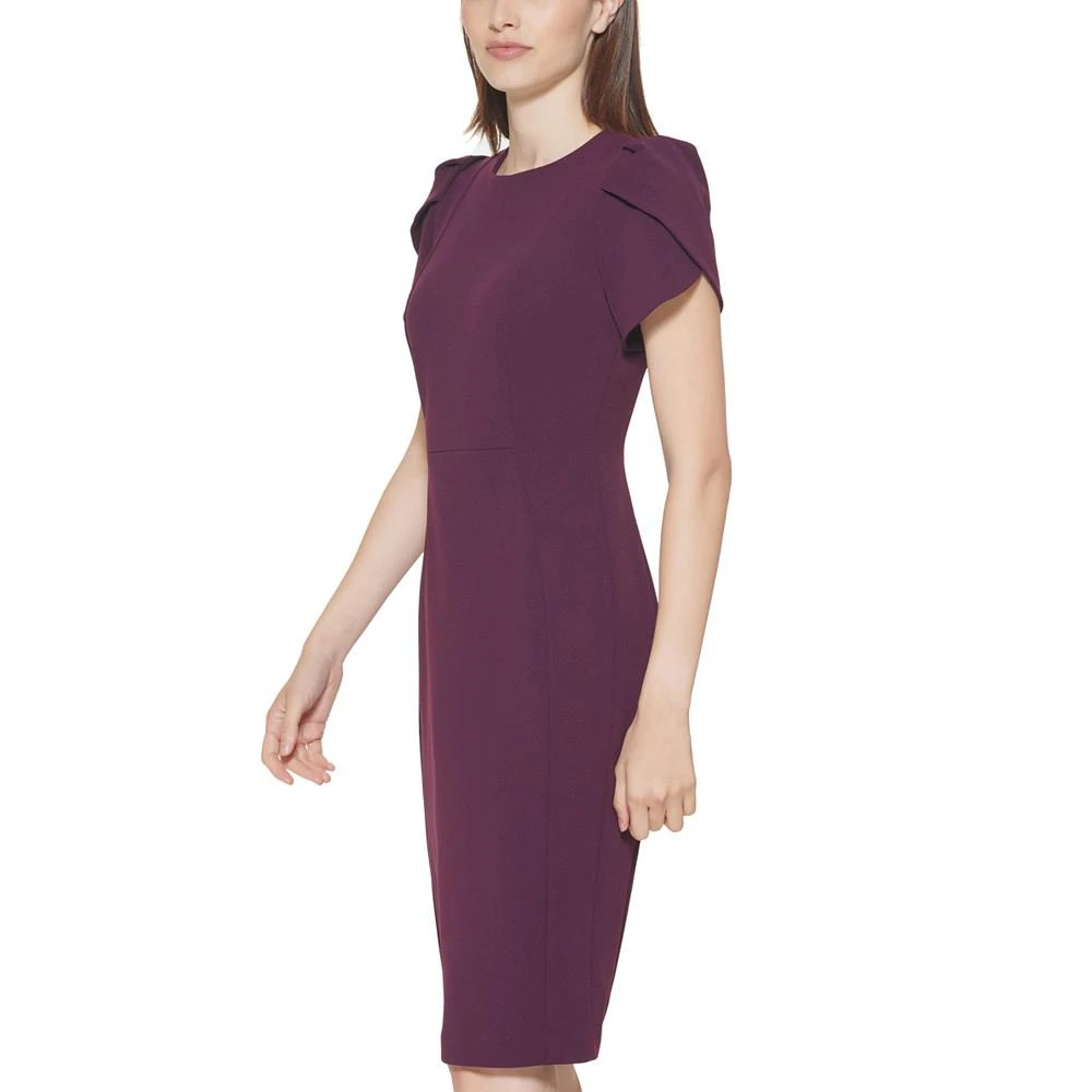 商品Calvin Klein|Tulip-Sleeve Scuba-Crepe Sheath Dress,价格¥751,第3张图片详细描述