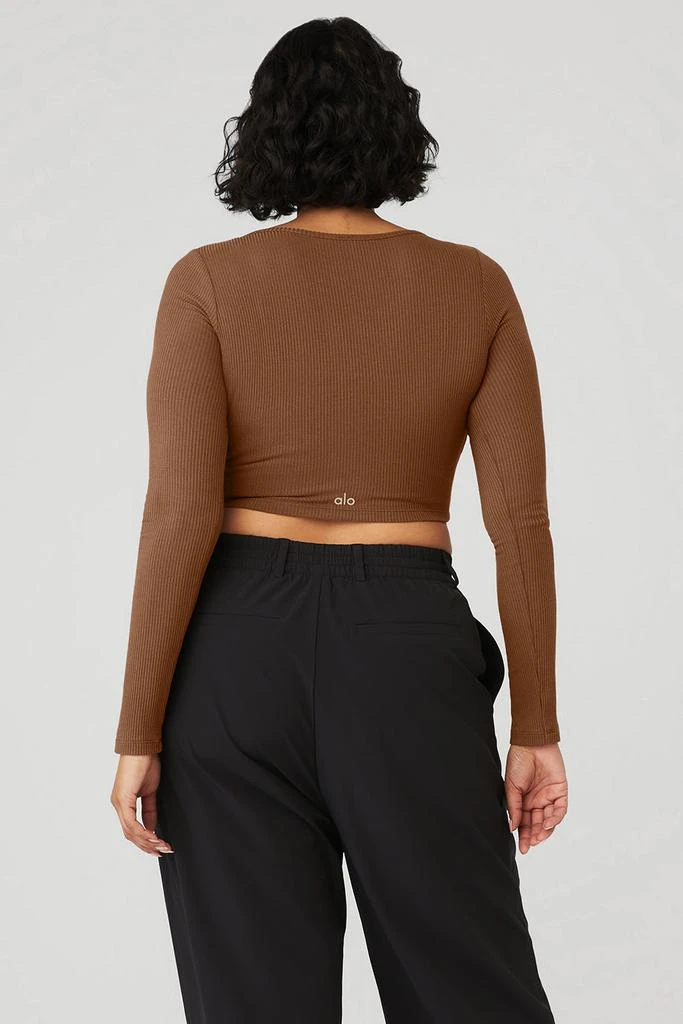 Ribbed Cropped Whisper Cardigan - Cinnamon Brown 商品