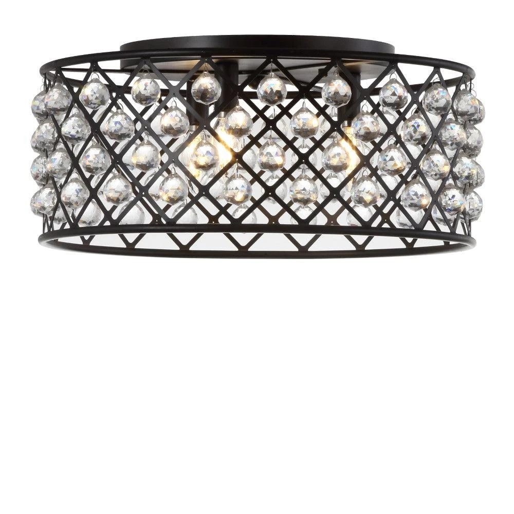 商品JONATHAN Y|Gabrielle 19" Metal/Crystal LED Flush Mount Ceiling Light,价格¥2283,第2张图片详细描述