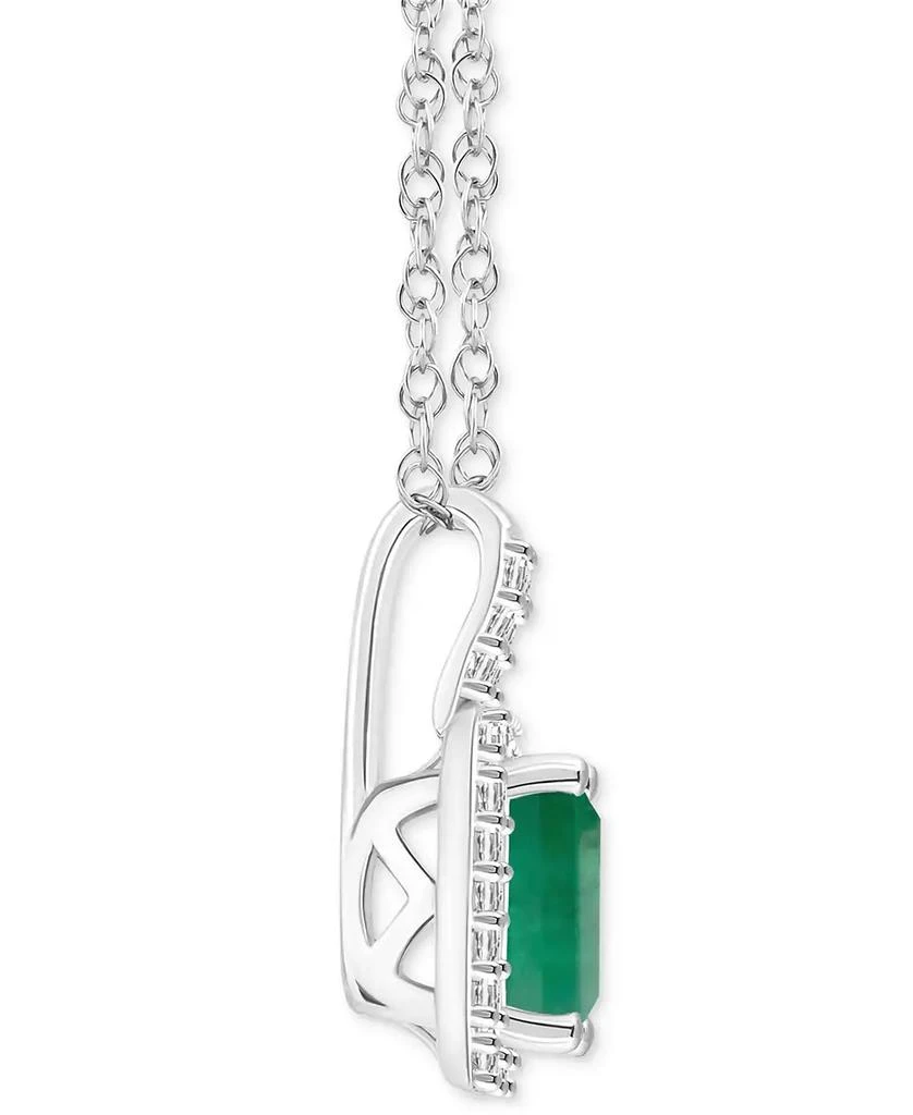 商品Macy's|Emerald (1/2 ct. t.w.) & Diamond (1/8 ct. t.w.) Halo 18" Pendant Necklace in Sterling Silver (Also in Ruby & Sapphire),价格¥1122,第3张图片详细描述