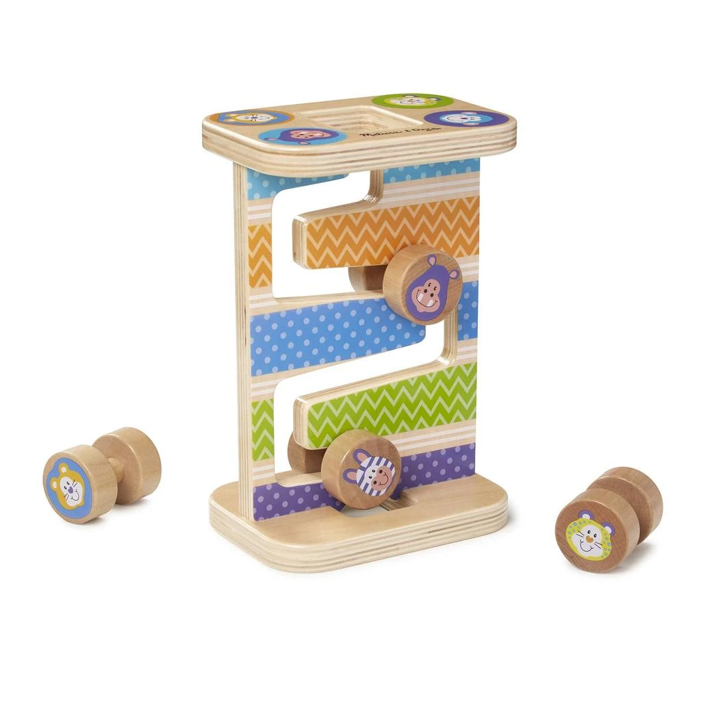 商品Melissa & Doug|Melissa & Doug First Play Wooden Safari Zig-Zag Tower with 4 Rolling Pieces,价格¥156,第1张图片