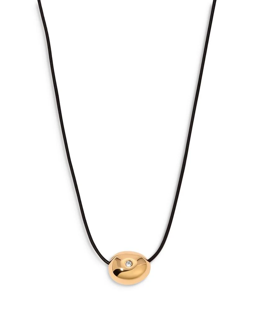 商品Ettika Jewelry|Pavé Polished Pebble Leather Pendant Necklace in 18K Gold Plated, 16"-17",价格¥371,第1张图片