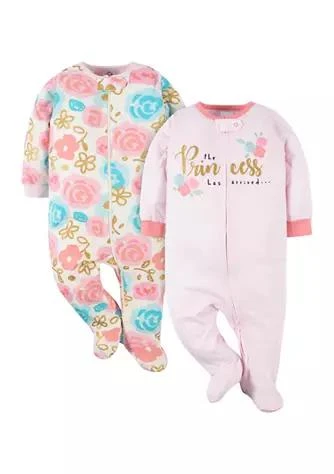 商品Gerber|Baby Girls 2 Pack Snap Princess Footies,价格¥84,第1张图片