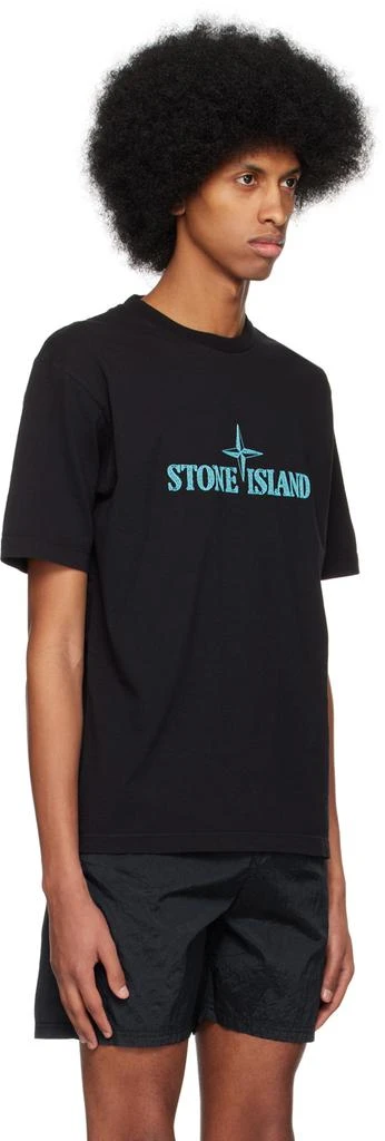 商品Stone Island|Black Embroidered T-Shirt,价格¥1202,第2张图片详细描述