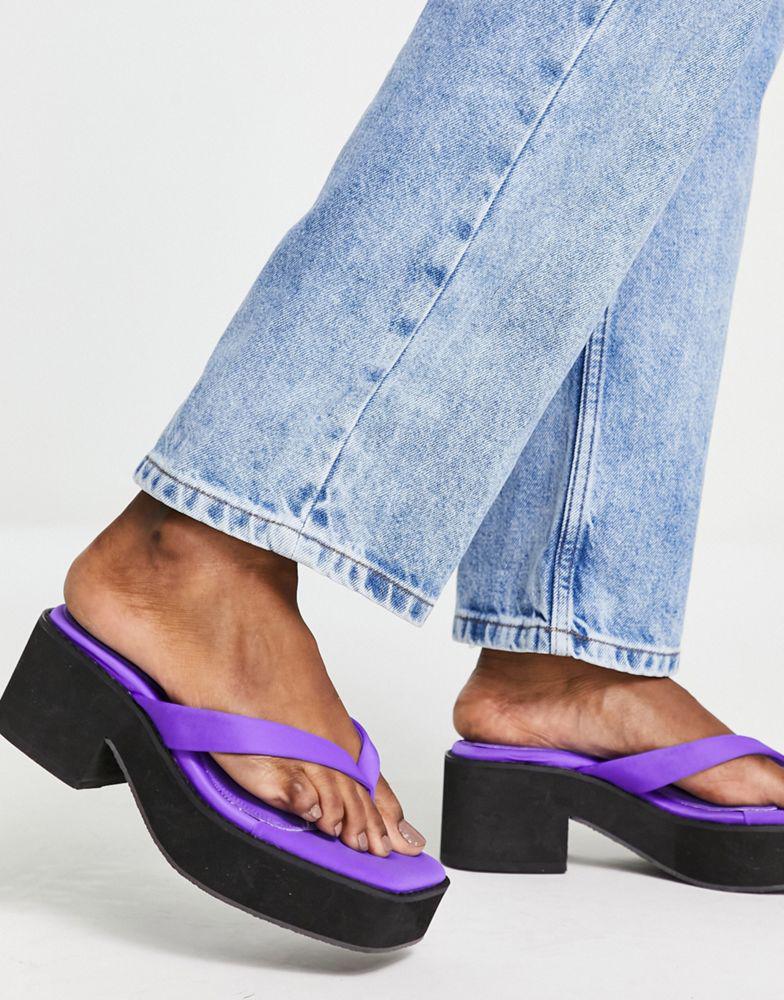 Topshop Whisper toe thong platform chunky sandal in purple商品第2张图片规格展示