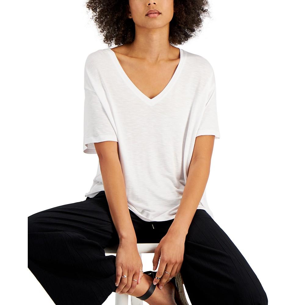 Style &  Co Drapey V-Neck T-Shirt, Created for Macy's商品第3张图片规格展示