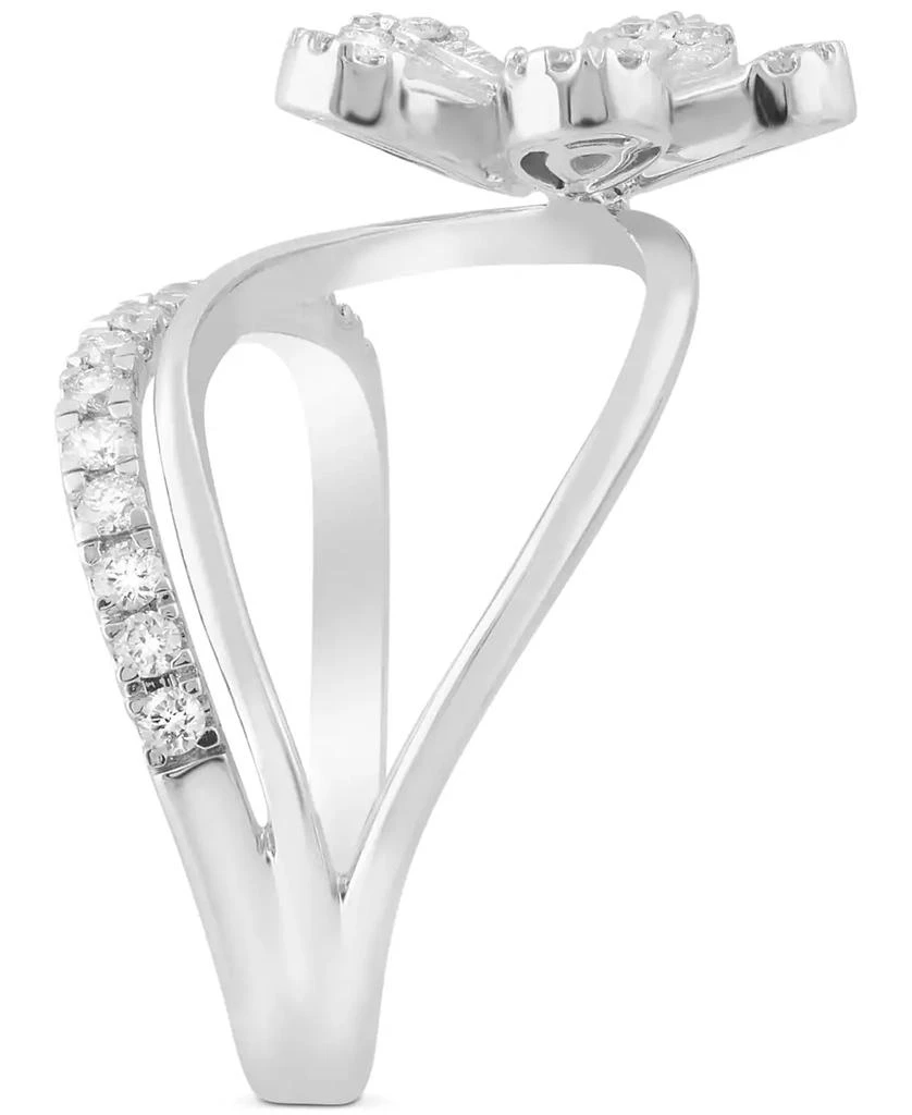 商品Macy's|Diamond Round & Baguette Flower Statement Ring (1 ct. t.w.) in 14k White Gold,价格¥9872,第4张图片详细描述