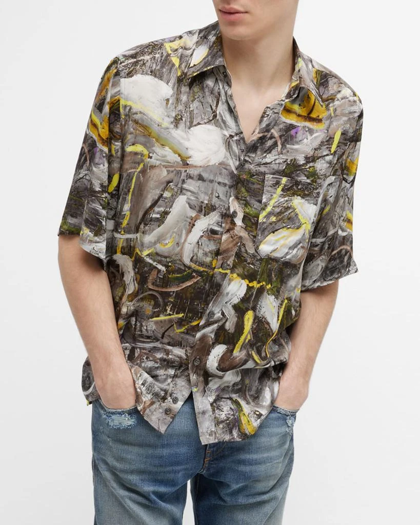 Men's Abstract Paint-Print Sport Shirt 商品