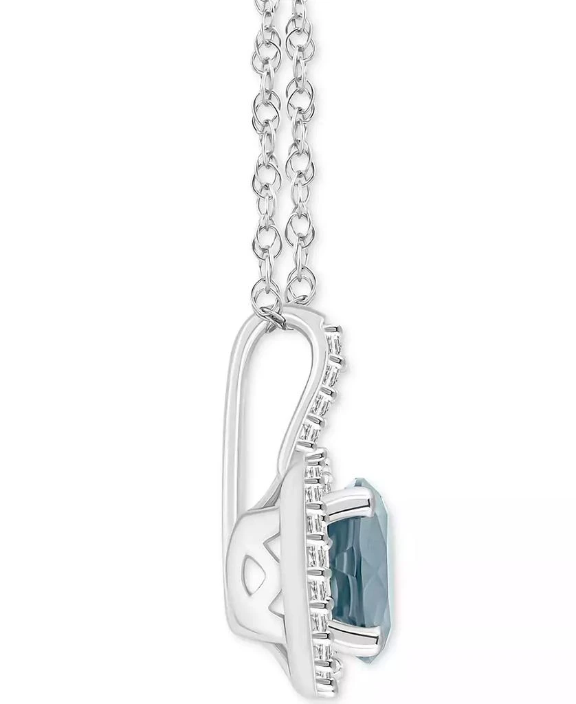 商品Macy's|Aquamarine (1-1/4 ct. t.w.) & Diamond (1/6 ct. t.w.) Halo 18" Pendant Necklace in Sterling Silver,价格¥2304,第3张图片详细描述