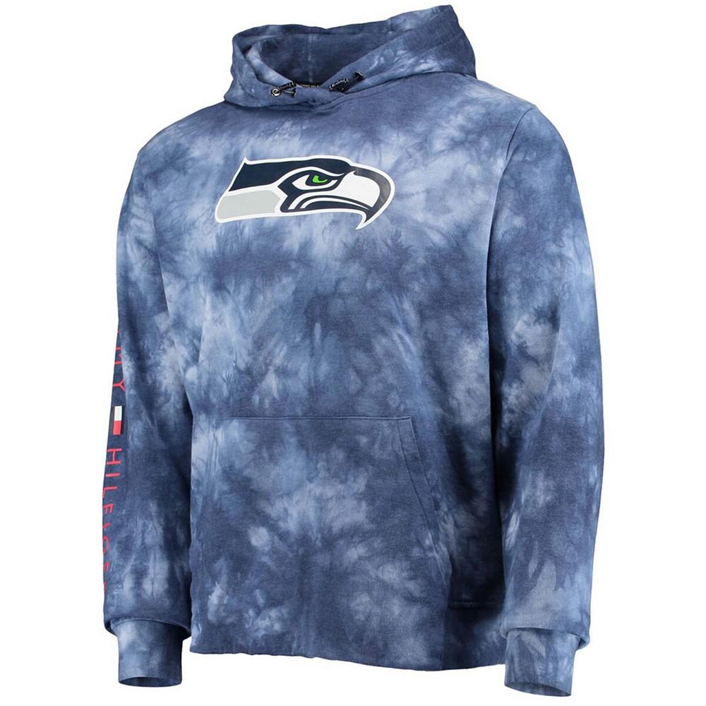 Men's College Navy Seattle Seahawks Stanley Tie-Dye Pullover Hoodie商品第3张图片规格展示