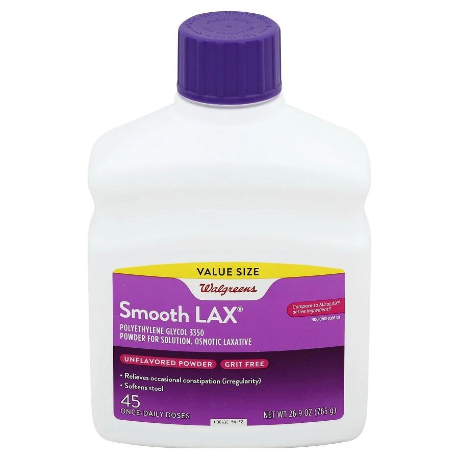 商品Walgreens|SmoothLax Polyethylene Glycol 3350 Powder for Solution, Laxative Unflavored,价格¥208,第1张图片