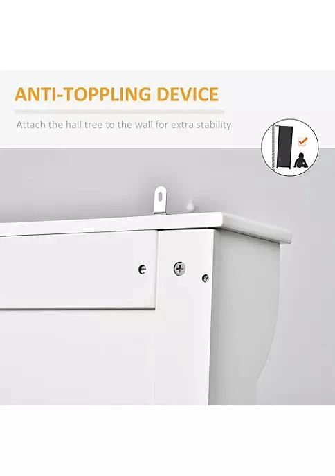 商品HOMCOM|71 3 In 1 Hall Tree Storage Bench And Coat Rack With 5 Steel Double Hooks And Anti Topple Anchor For Entryway White,价格¥1775,第4张图片详细描述