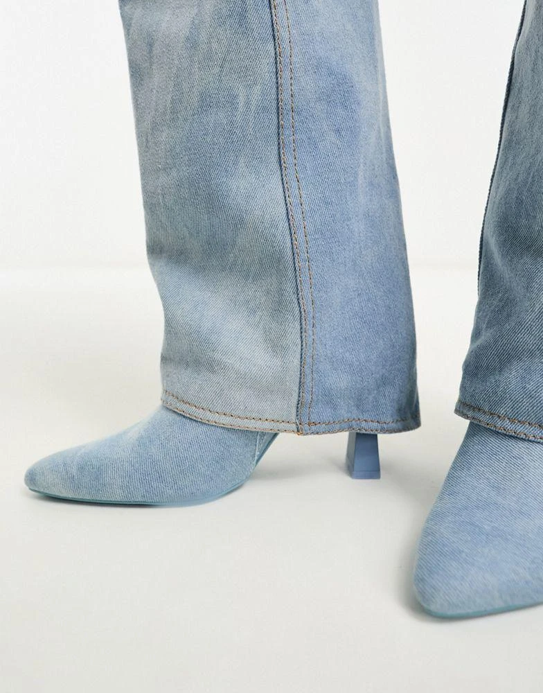 商品Stradivarius|Stradivarius folder over knee high boot in blue,价格¥442,第3张图片详细描述