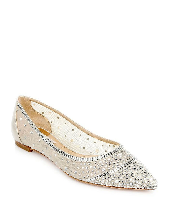 商品Badgley Mischka|Women's Babette Pointed Embellished Flats,价格¥444,第1张图片