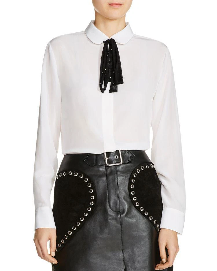 商品Maje|Campi Bow-Detail Silk Shirt,价格¥1463,第1张图片
