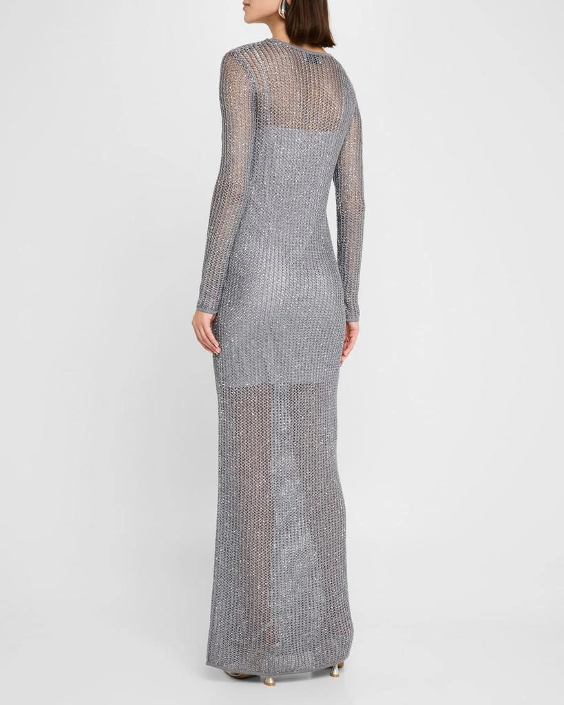 商品St. John|Sequin Mesh Knit Long-Sleeve Gown With Slip,价格¥13086,第3张图片详细描述