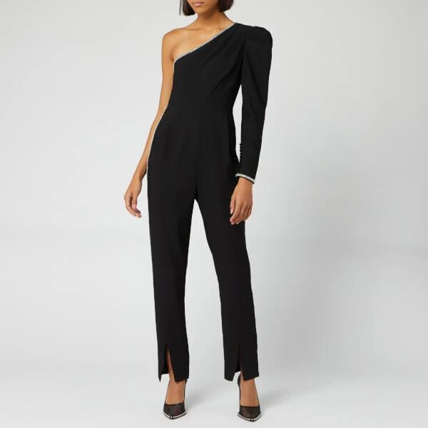 商品Self Portrait|Self-Portrait Women's One Shoulder Crepe Jumpsuit - Black,价格¥663,第1张图片