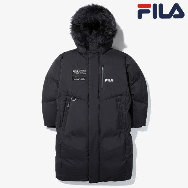 商品Fila|【Brilliant|反季折扣】FILA 鹅绒 男女通用 长款羽绒服 FS2DJD4202MBLK,价格¥992,第1张图片