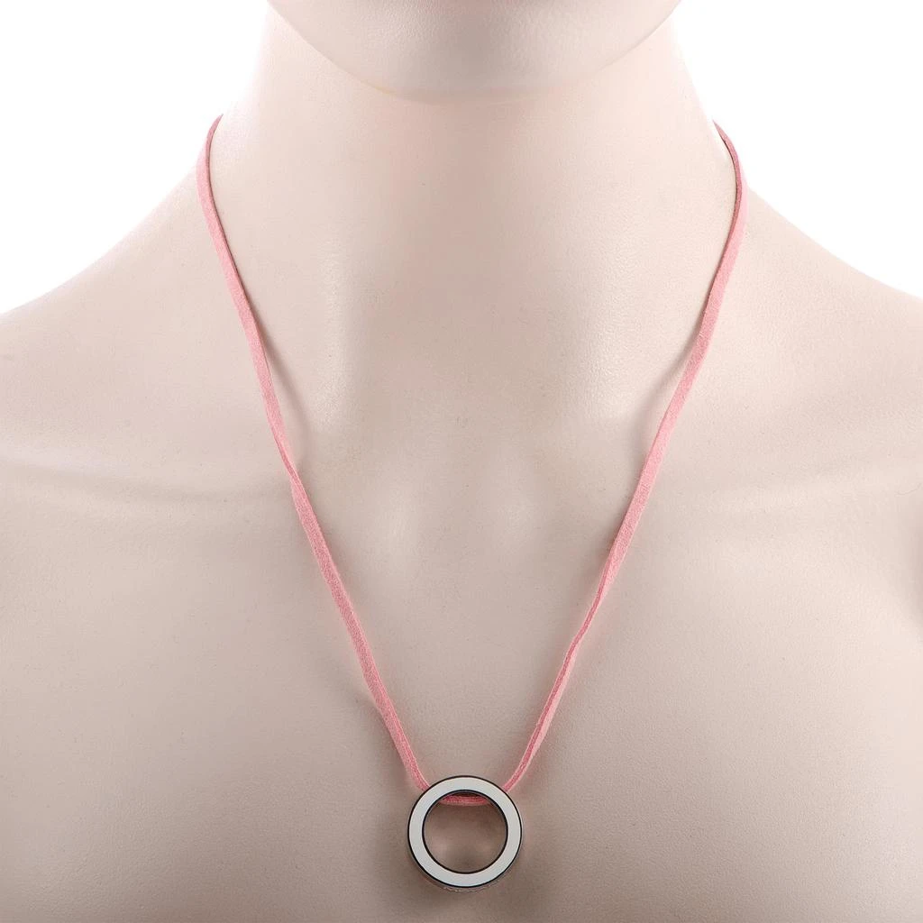 商品Movado|Movado Breast Cancer Awareness Sterling Silver and Enamel Circle Pink Leather Cord Necklace,价格¥331,第2张图片详细描述