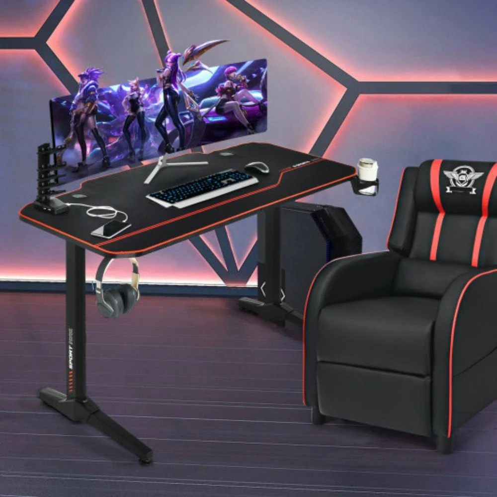 商品Hivvago|55 Inch Gaming Desk with Free Mouse Pad with Carbon Fiber Surface,价格¥1211,第2张图片详细描述
