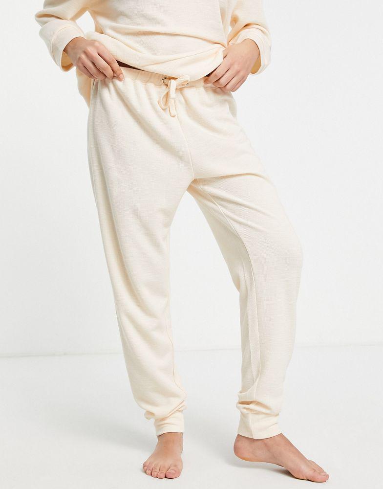 ASOS DESIGN Petite lounge lightweight slubby sweat & jogger set in oatmeal商品第4张图片规格展示