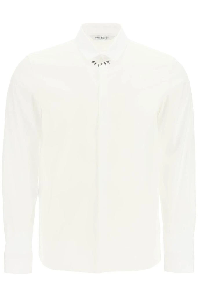 商品Neil Barrett|Neil barrett chalk fair-isle thunderbolt shirt,价格¥1252,第1张图片