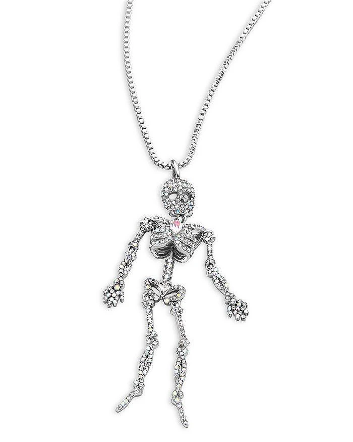 商品BAUBLEBAR|Shake Your Skeleton Crystal Skeleton Pendant Necklace in Silver Tone, 21"-24",价格¥359,第1张图片