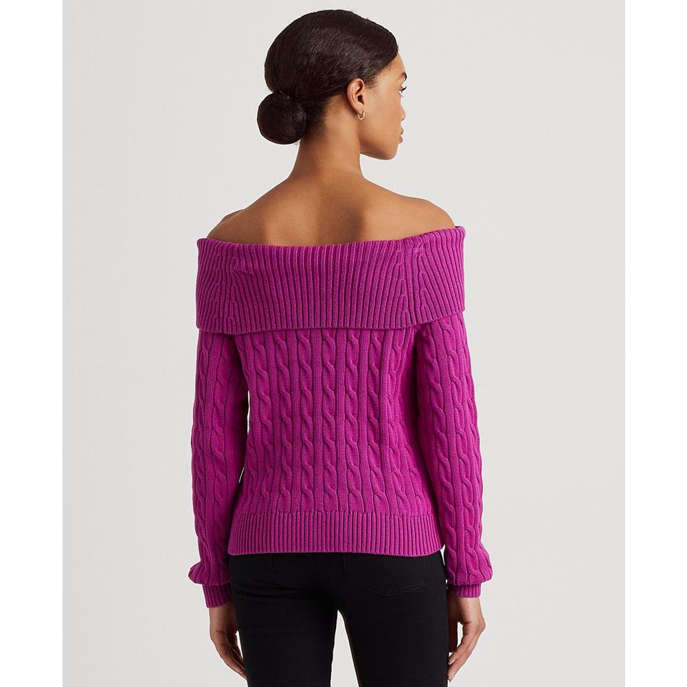 Women's Off-the-Shoulder Cable-Knit Sweater商品第2张图片规格展示