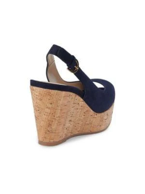 商品Stuart Weitzman|Women's Jean Suede Slingback Wedge Sandals,价格¥1578,第3张图片详细描述