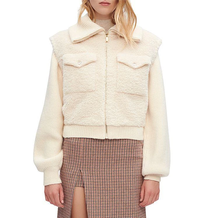 商品Maje|Belio Furry Ecru Jacket,价格¥2778,第1张图片