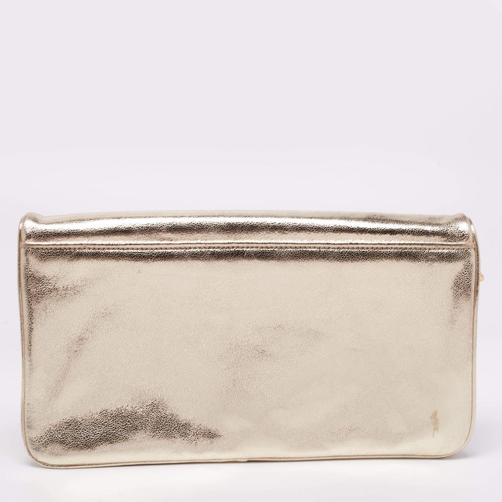 商品[二手商品] Tory Burch|Tory Burch Metallic Gold Leather Reva Chain Clutch,价格¥2279,第6张图片详细描述