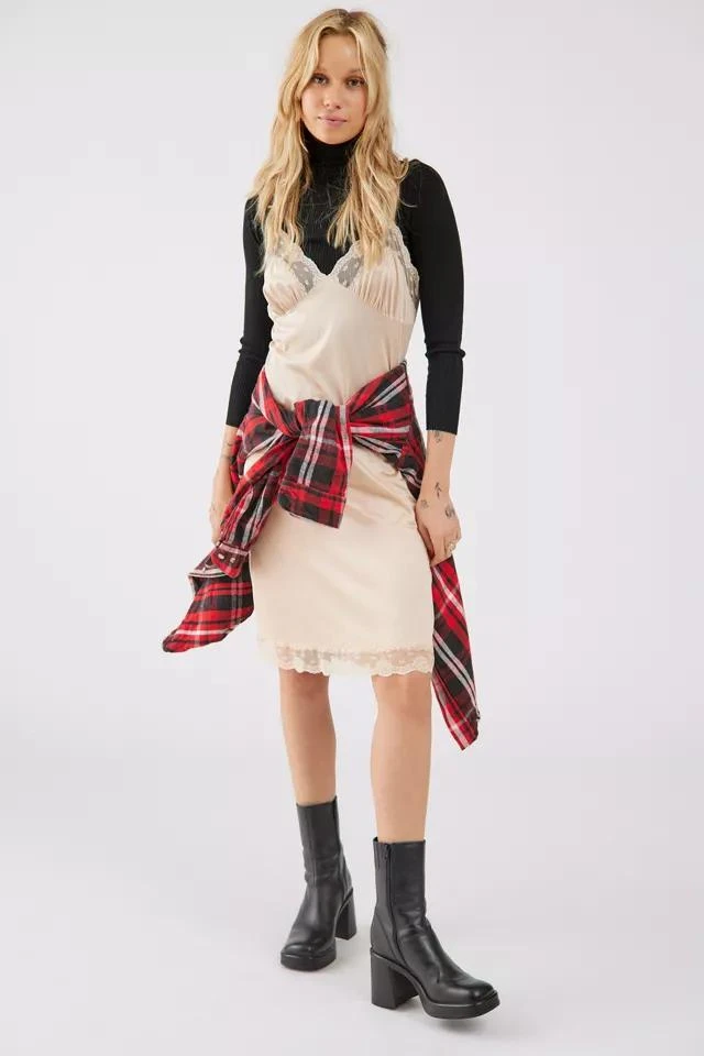 商品Urban Renewal|Urban Renewal Vintage Punk Princess Flannel Shirt, Turtleneck Top & Slip Dress 3-Piece Set,价格¥112,第1张图片