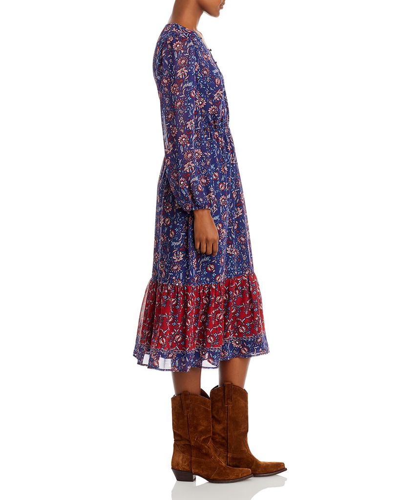 Floral Sheer Puff Sleeve Midi Dress - 100% Exclusive商品第4张图片规格展示