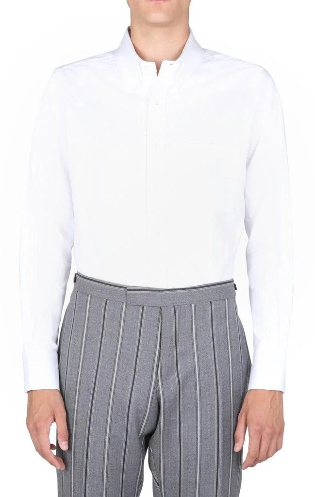 商品Thom Browne|Thom Browne Logo Detailed Long-Sleeved Shirt,价格¥2691,第1张图片