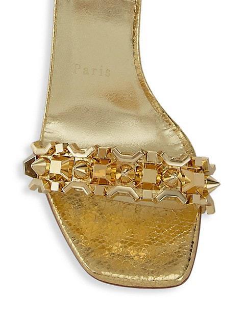 商品Christian Louboutin|Asteroispikes 85 Metallic Leather Ankle-Strap Sandals,价格¥8060,第6张图片详细描述