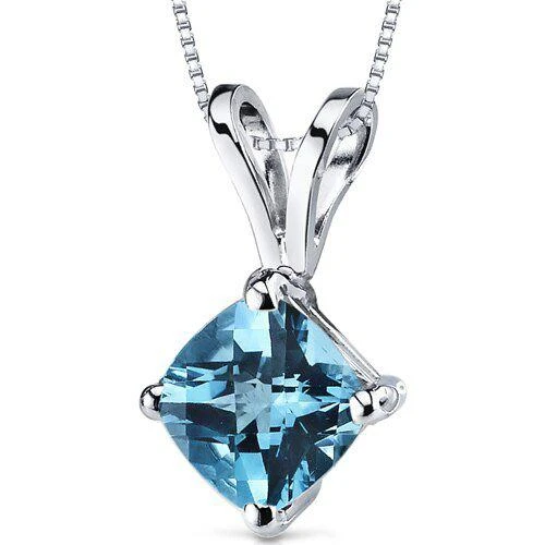 商品Peora|Swiss Blue Topaz Pendant Necklace 14 Karat White Gold 1.03 Carat,价格¥1008,第1张图片