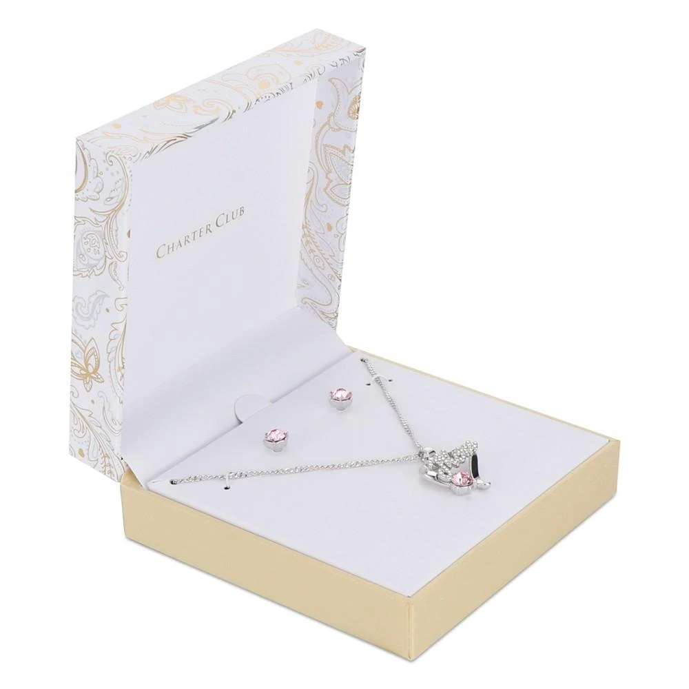 商品Charter Club|Crystal Mom Heart Pendant Necklace & Stud Earrings Set, Created for Macy's,价格¥67,第1张图片