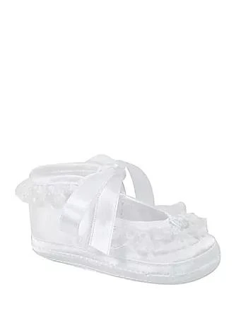 商品Crown & Ivy™|Ivy Baby Girls White Satin Tie Shoes,价格¥124,第1张图片详细描述